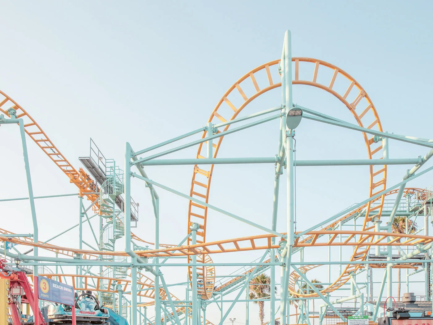 A vintage roller coaster at Santa Cruz Beach Boardwalk in warm light — limited edition fine art print by Ludwig Favre A vintage roller coaster at Santa Cruz Beach Boardwalk in warm light — limited edition fine art print by Ludwig Favre
