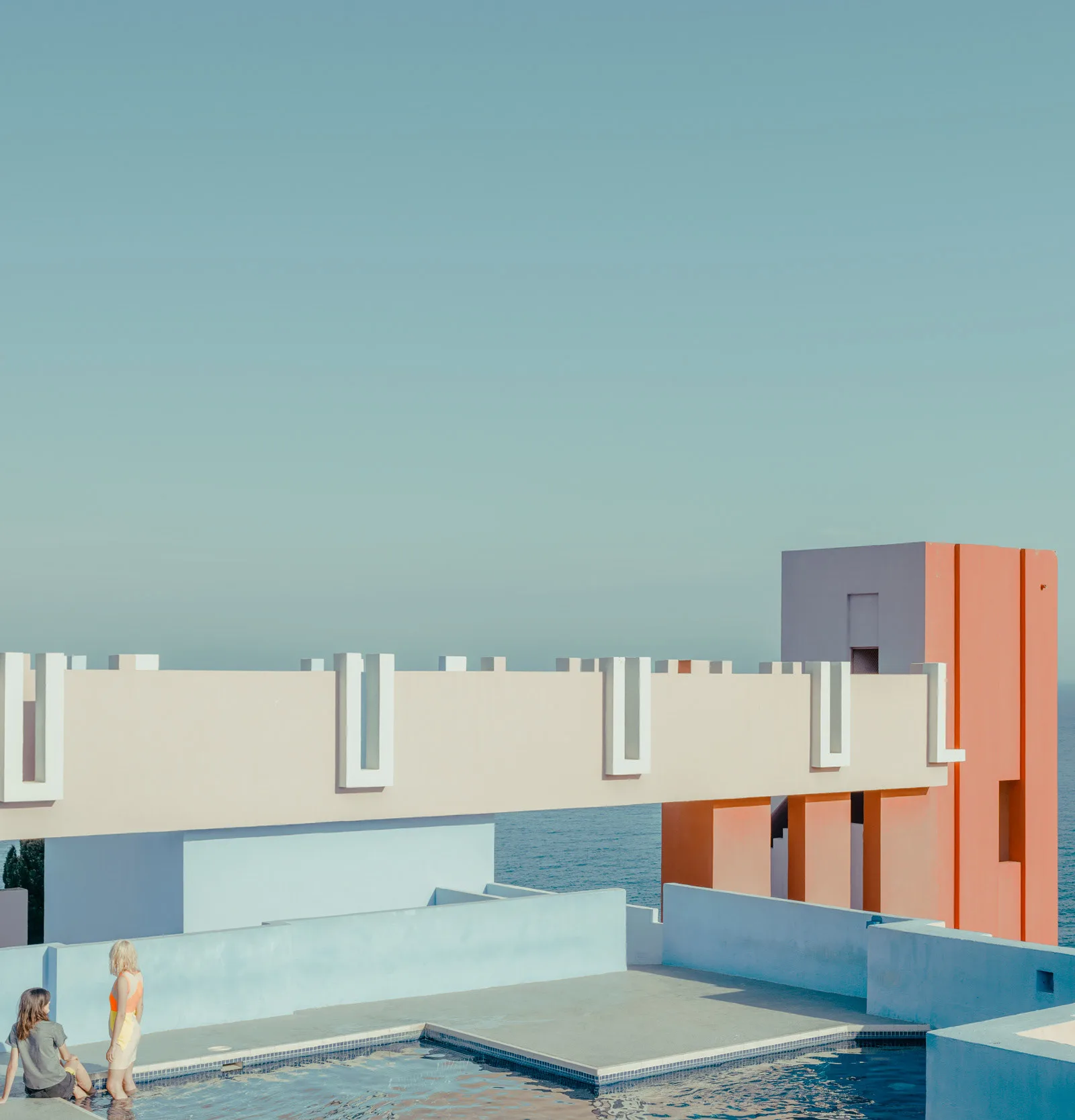 A modernist swimming pool overlooking the sea, quiet — limited edition fine art print by Ludwig Favre A modernist swimming pool overlooking the sea, quiet — limited edition fine art print by Ludwig Favre