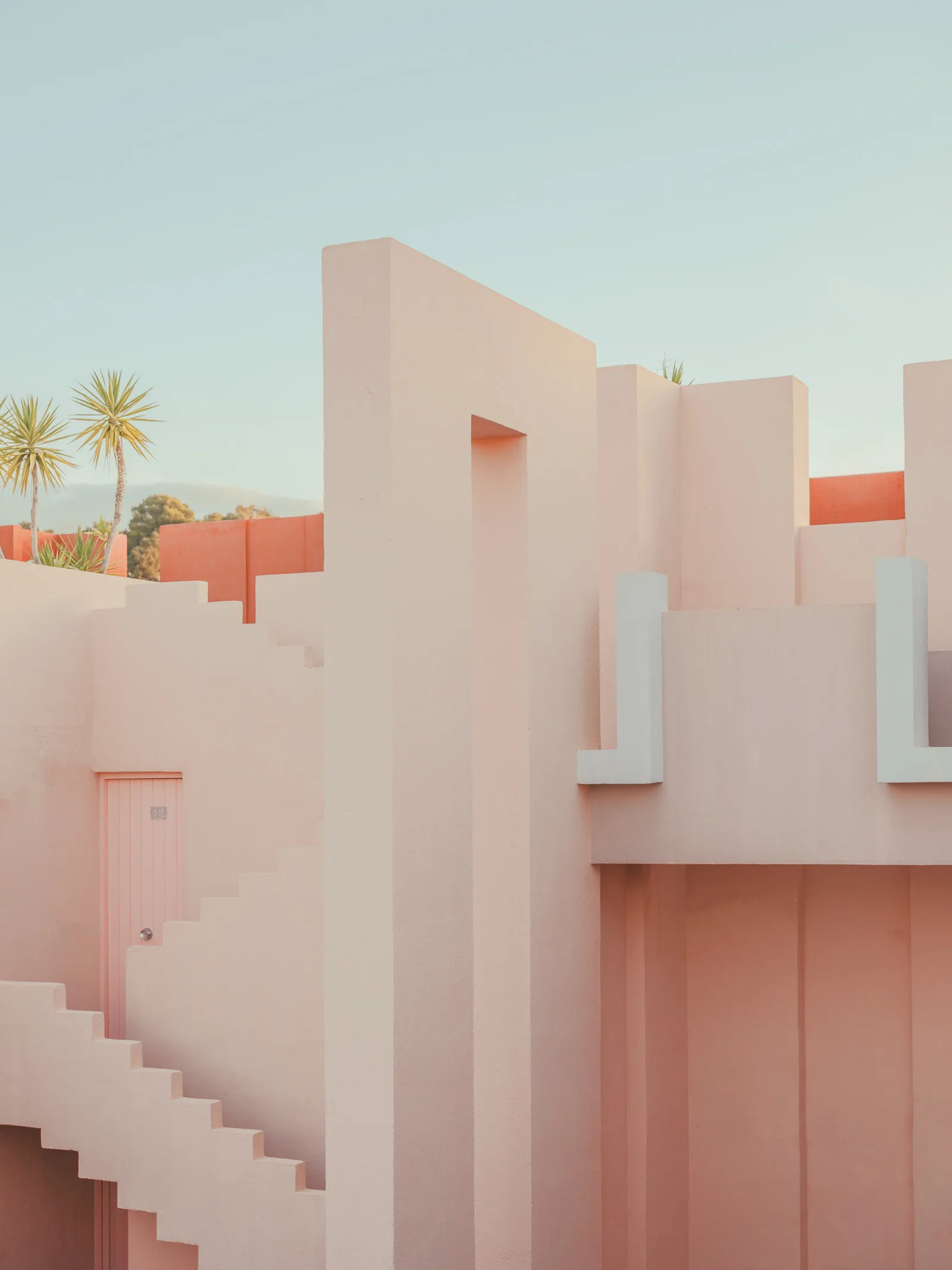 Modernist building with pink facades and a warm light — limited edition fine art print by Ludwig Favre Modernist building with pink facades and a warm light — limited edition fine art print by Ludwig Favre