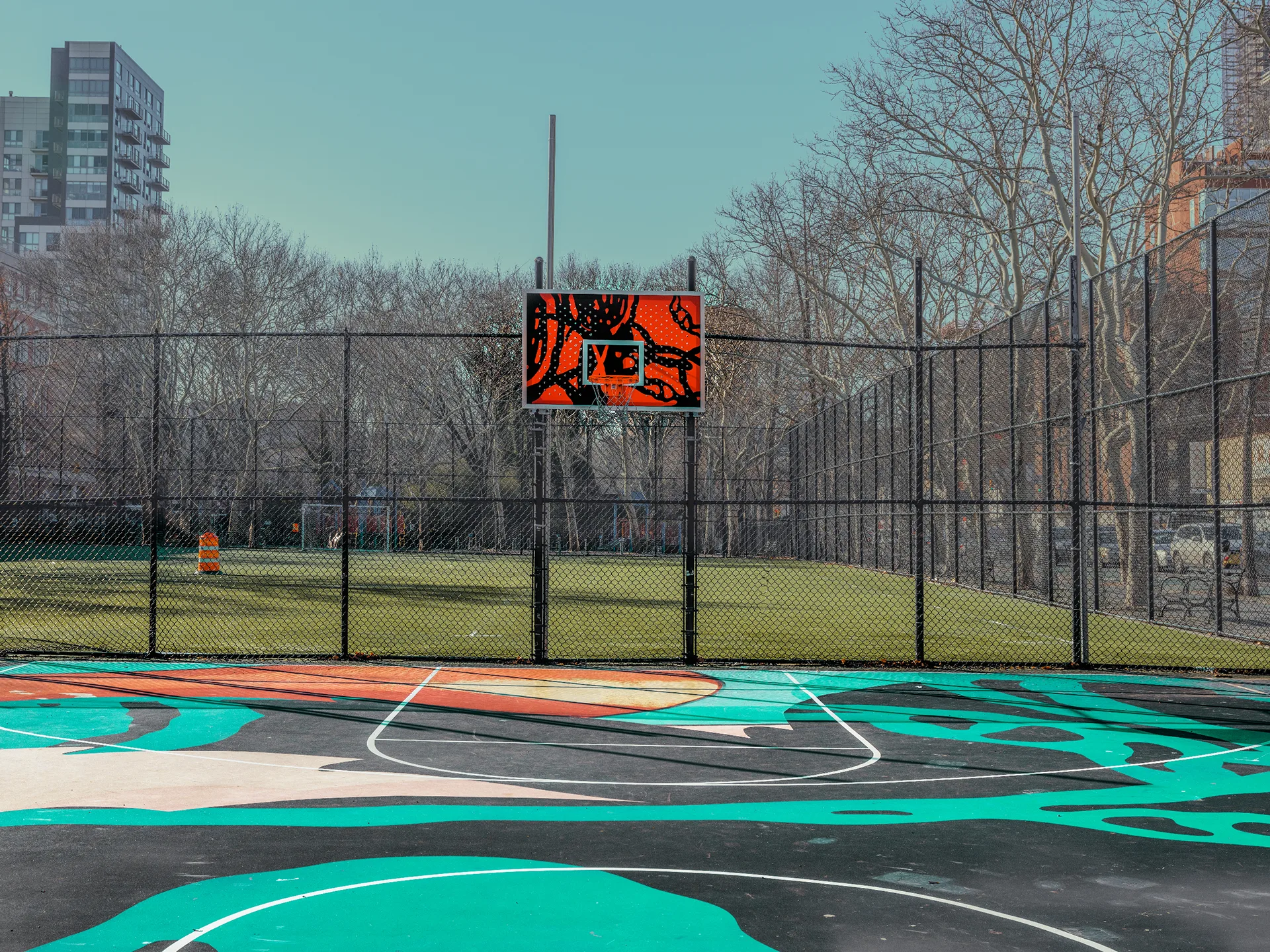 Vibrant basketball court with unique painted design — limited edition fine art print by Ludwig Favre Vibrant basketball court with unique painted design — limited edition fine art print by Ludwig Favre