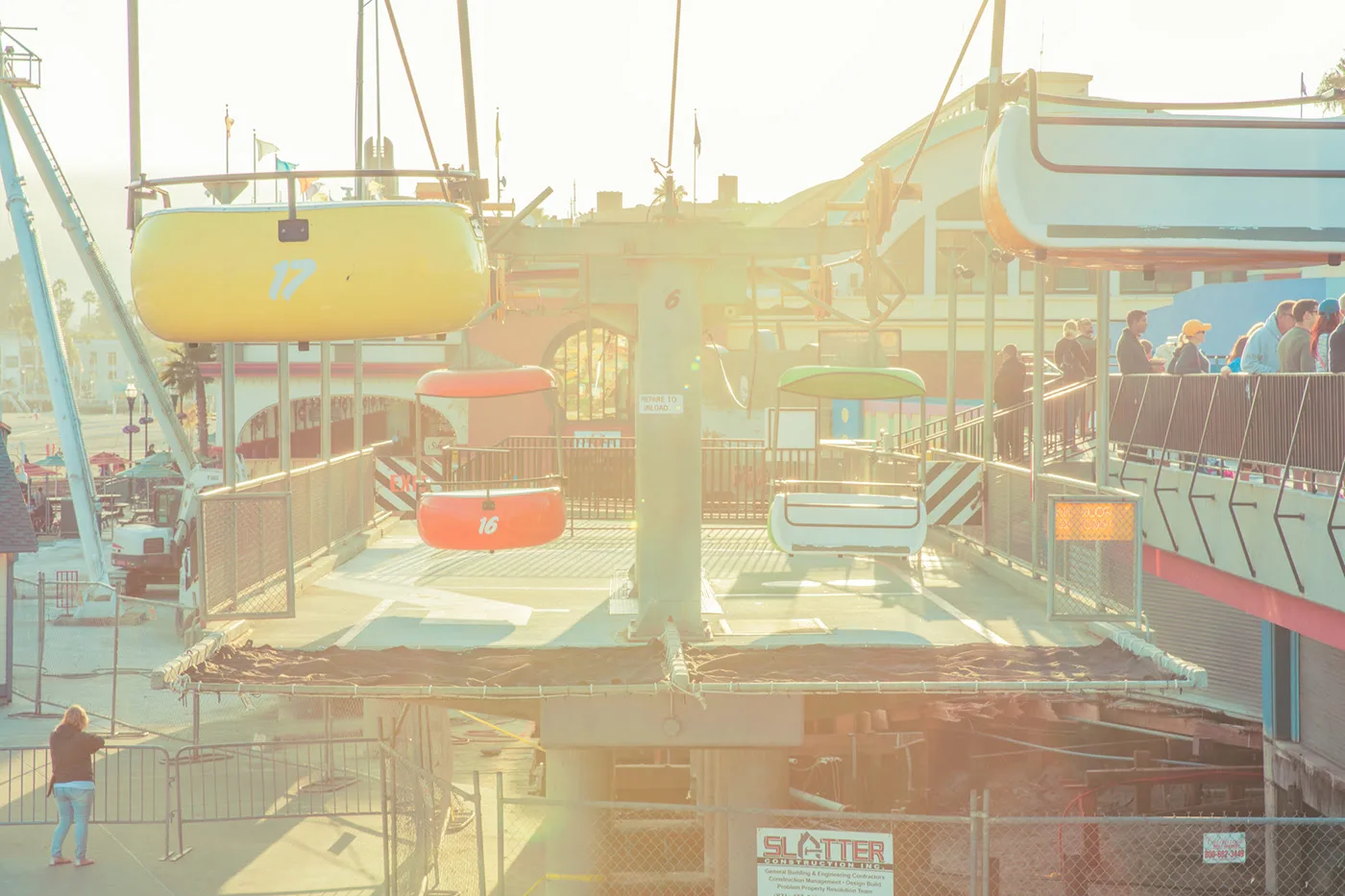 Slatter sky ride at Santa Monica pier in warm light — limited edition fine art print by Ludwig Favre Slatter sky ride at Santa Monica pier in warm light — limited edition fine art print by Ludwig Favre