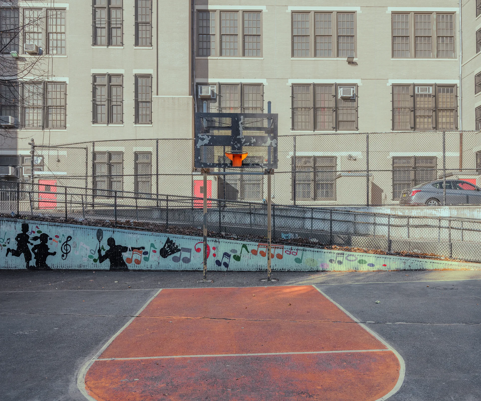 Quiet basketball court with graffiti mural, New York — limited edition fine art print by Ludwig Favre Quiet basketball court with graffiti mural, New York — limited edition fine art print by Ludwig Favre
