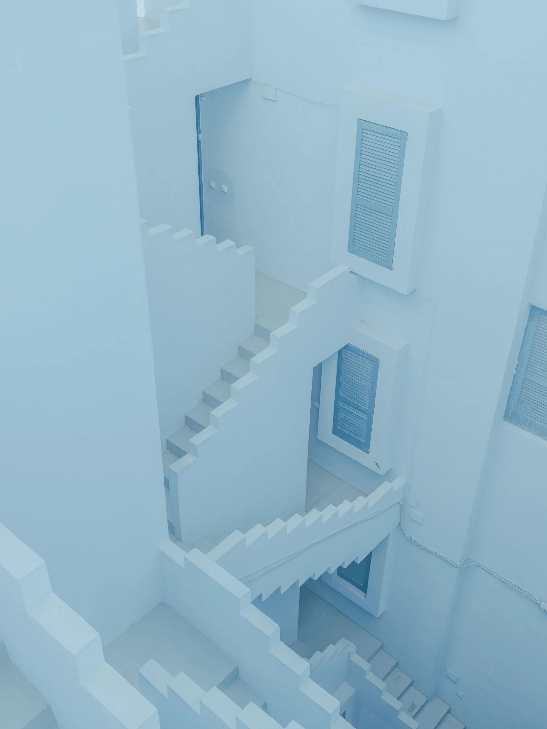 Quiet, white staircase and window in a Greek building — limited edition fine art print by Ludwig Favre Quiet, white staircase and window in a Greek building — limited edition fine art print by Ludwig Favre