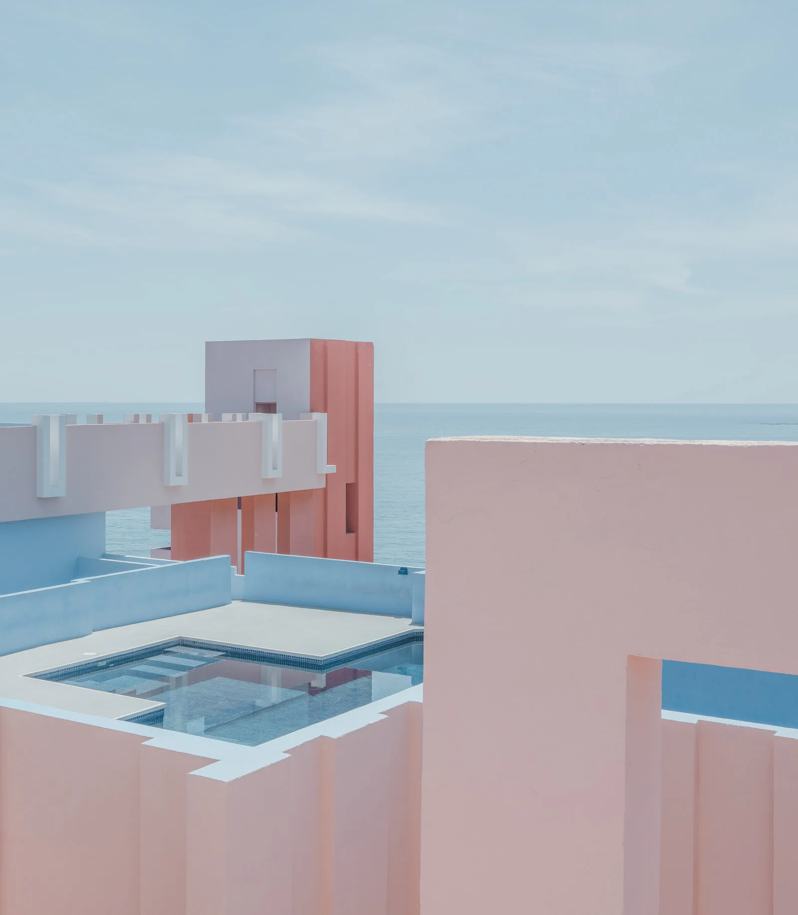 Modernist swimming pool complex with a quiet, pastel aesthetic — limited edition fine art print by Ludwig Favre Modernist swimming pool complex with a quiet, pastel aesthetic — limited edition fine art print by Ludwig Favre