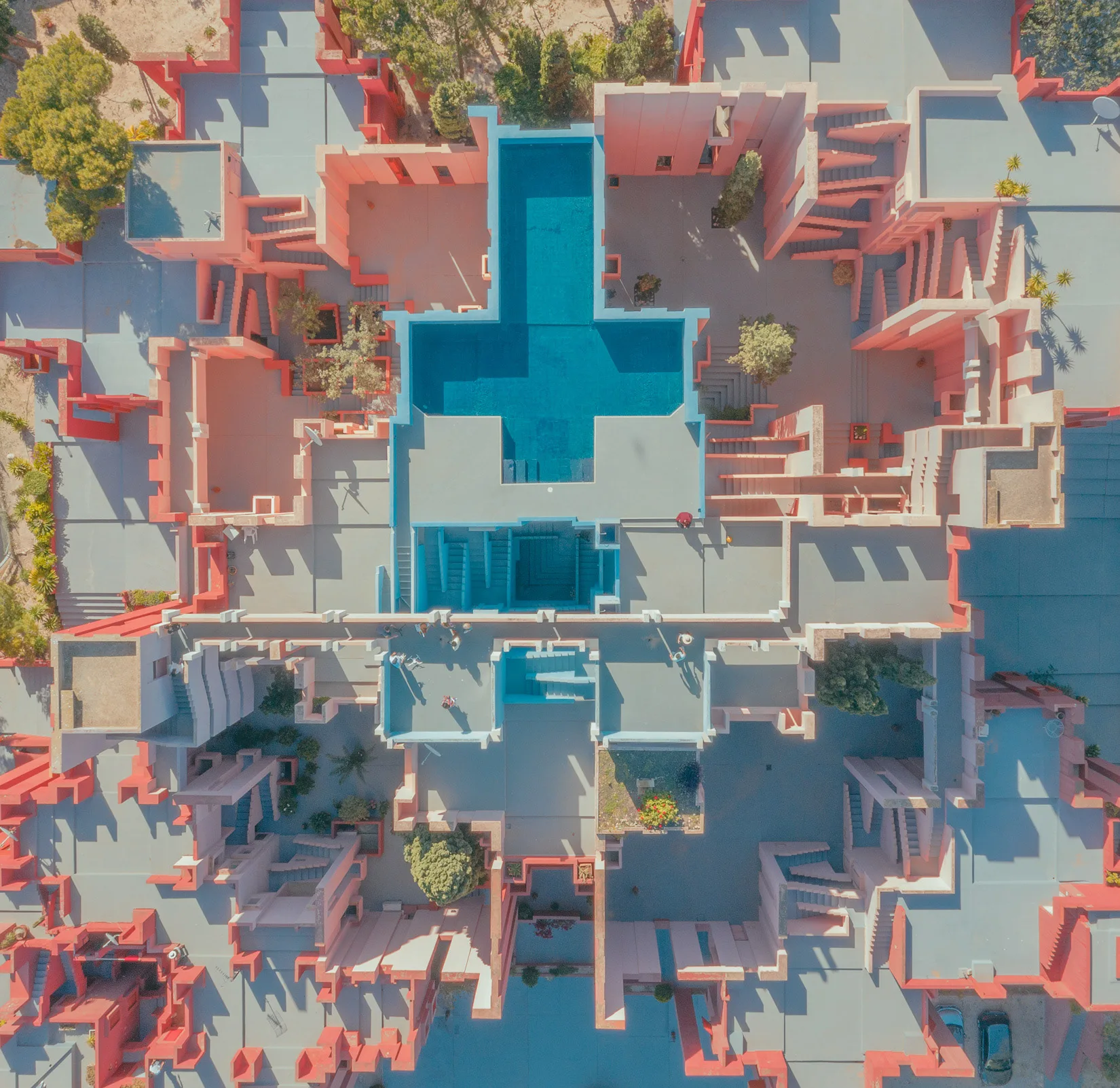 Geometric swimming pool complex with warm light — limited edition fine art print by Ludwig Favre Geometric swimming pool complex with warm light — limited edition fine art print by Ludwig Favre