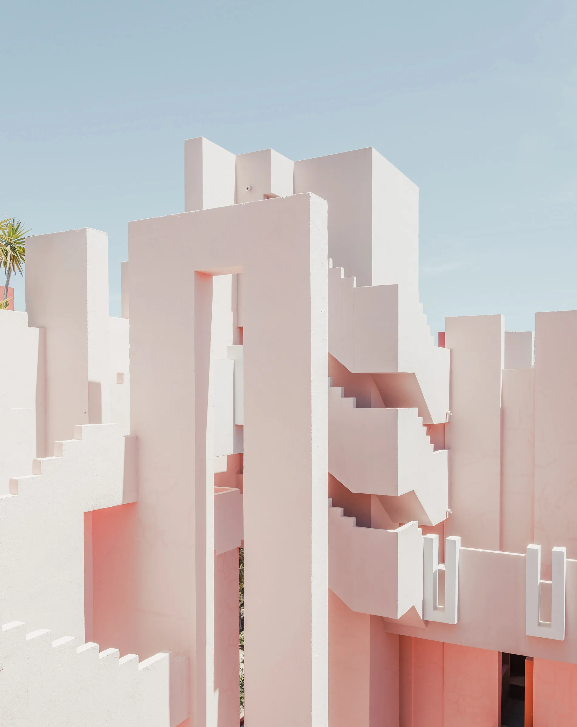 Modernist architecture in warm light, a unique pink building — limited edition fine art print by Ludwig Favre Modernist architecture in warm light, a unique pink building — limited edition fine art print by Ludwig Favre