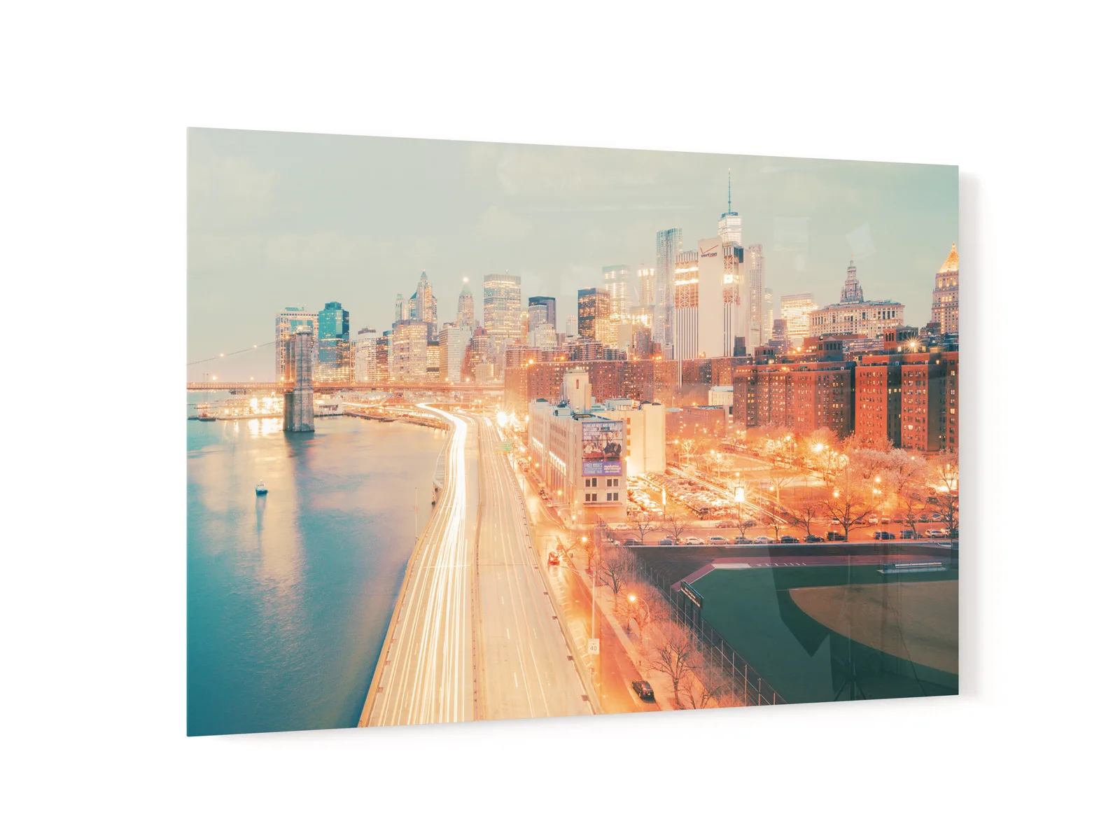 New York Brooklyn Bridge, limited edition Fine Art art print by Ludwig Favre Golden hour view of the New York skyline and Brooklyn Bridge — limited edition fine art print by Ludwig Favre