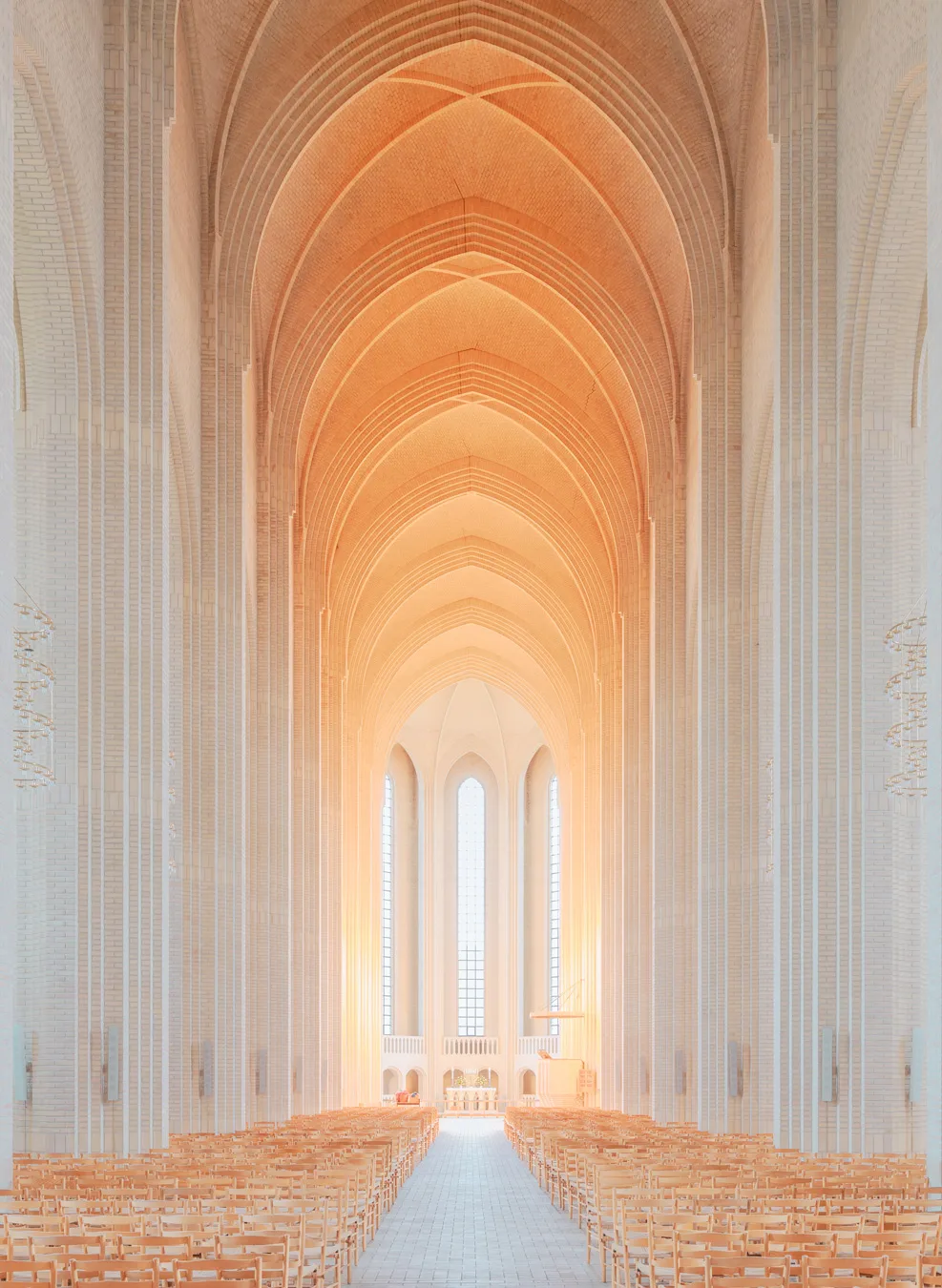 Interior of Copenhagen church with arched ceilings — limited edition fine art print by Ludwig Favre