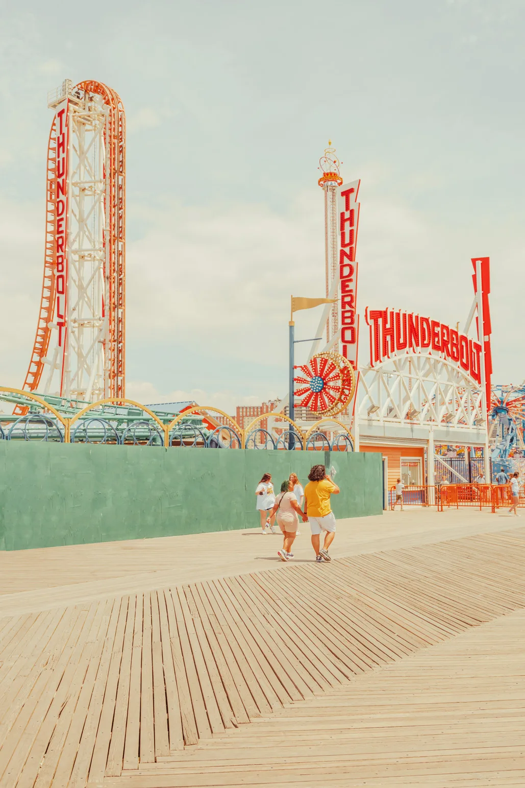 View of Thunderbolt roller coaster and boardwalk at Coney Island — limited edition fine art print by Ludwig Favre