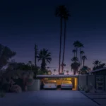 Twilight scene in Los Angeles with a mid-century home, fine art print by Ludwig Favre