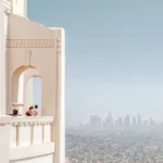 Los Angeles view from a balcony overlooking the city skyline — limited edition fine art print by Ludwig Favre