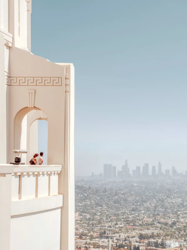 Los Angeles view from a balcony overlooking the city skyline — limited edition fine art print by Ludwig Favre