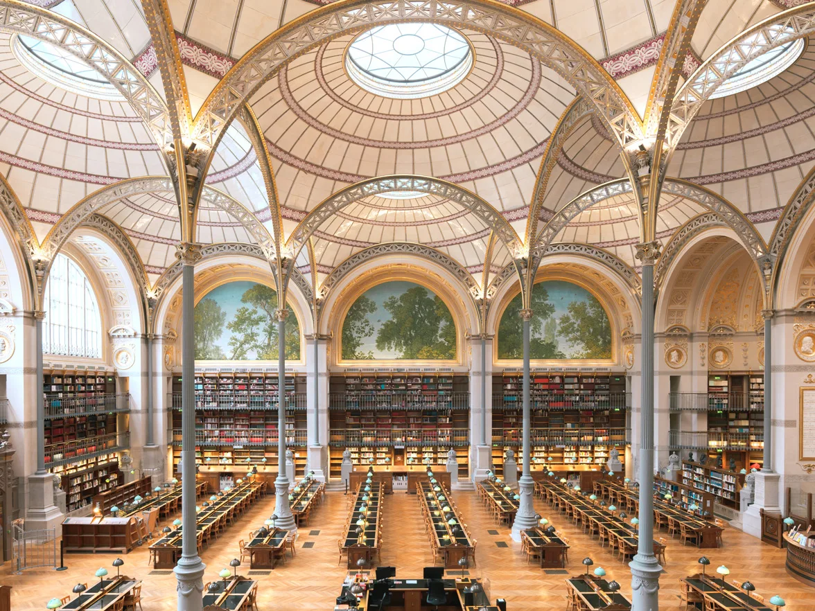 Paris Library reading room with grand arches — limited edition fine art print by Ludwig Favre