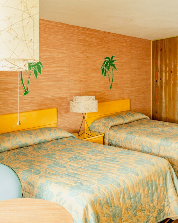 Caribbean Motel room with twin beds and palm tree decals, Wildwood Crest, limited edition fine art photograph by Ludwig Favre