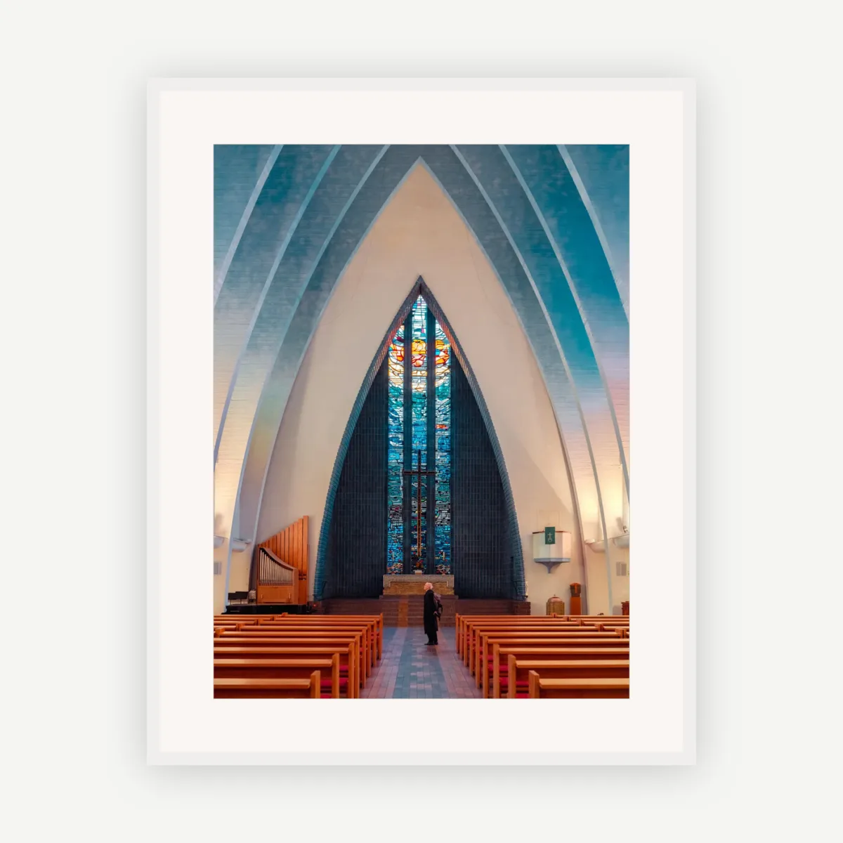 Berlin Church with blue stained glass windows