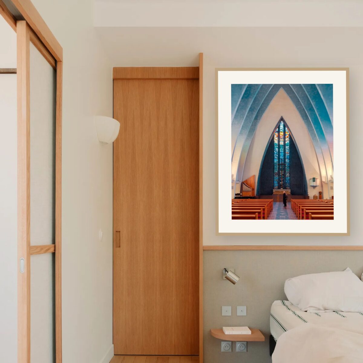 Berlin Church with blue stained glass windows