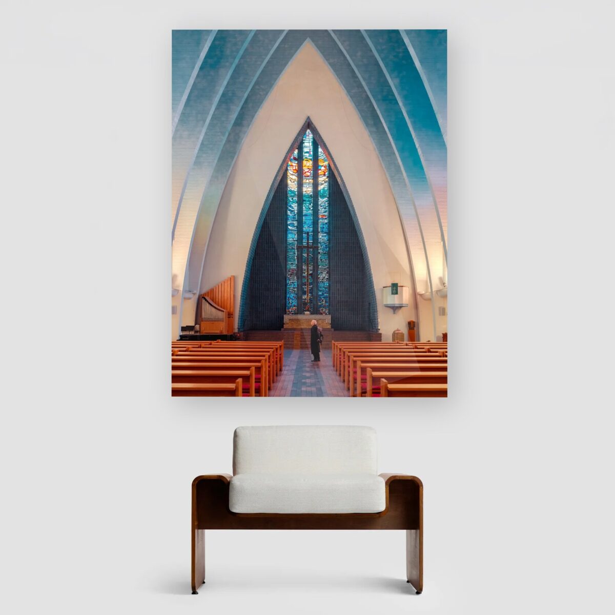 Berlin Church with blue stained glass windows