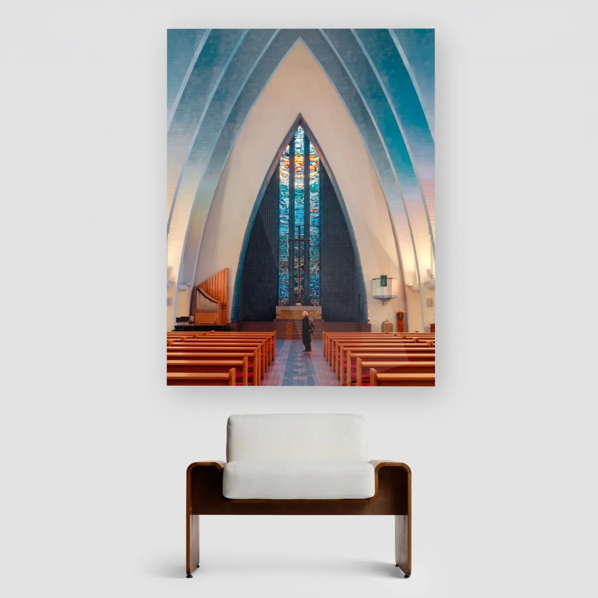 Berlin Church with blue stained glass windows