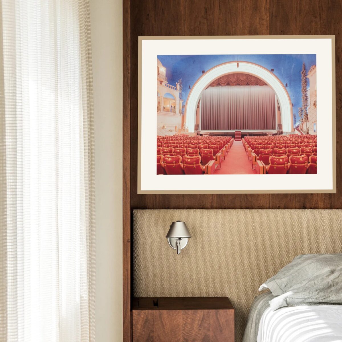 Interior of the Grand Rex Art Deco cinema in Paris, fine art print shown on a living room wall