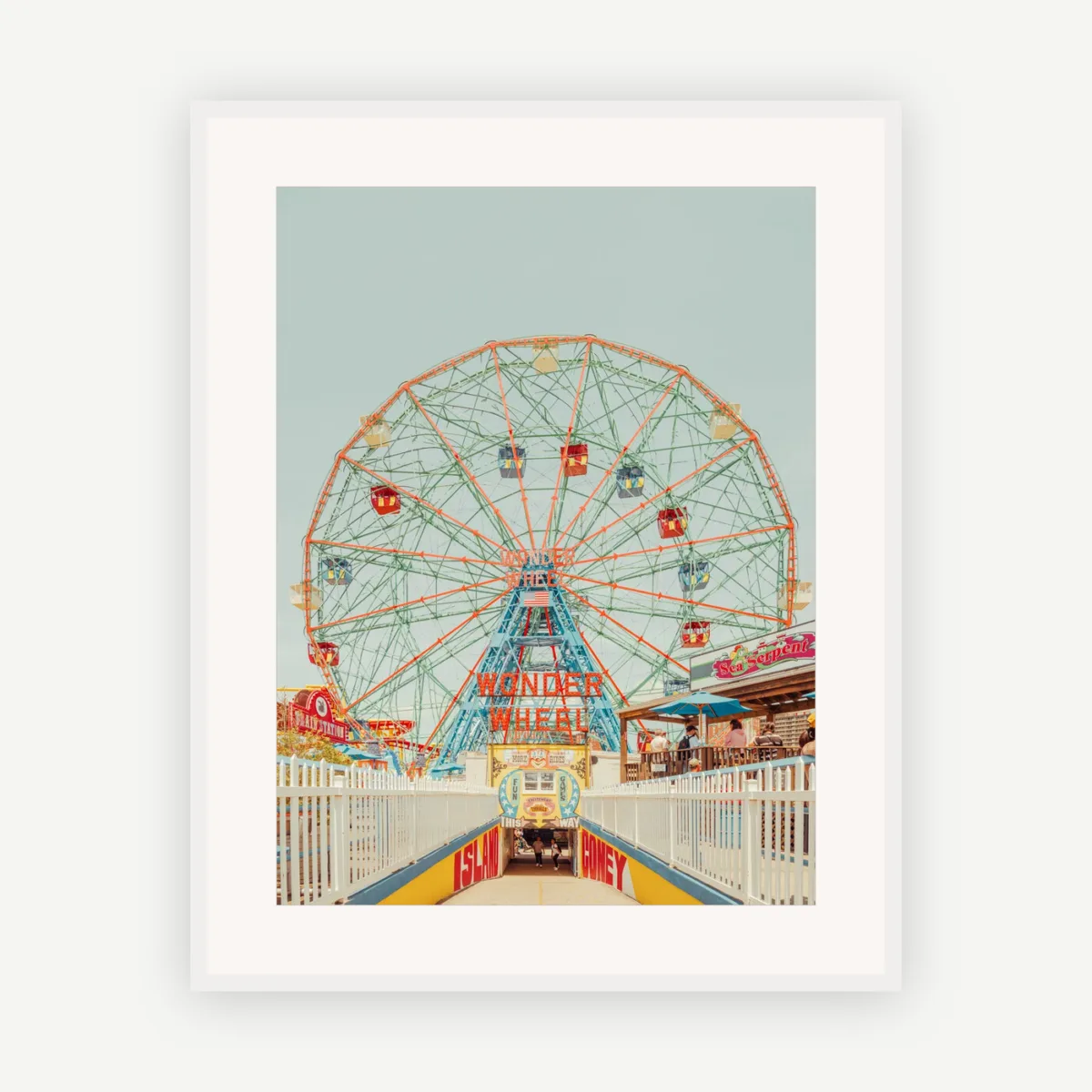 The Wonder Wheel at Coney Island, Brooklyn, framed fine art print with passe-partout