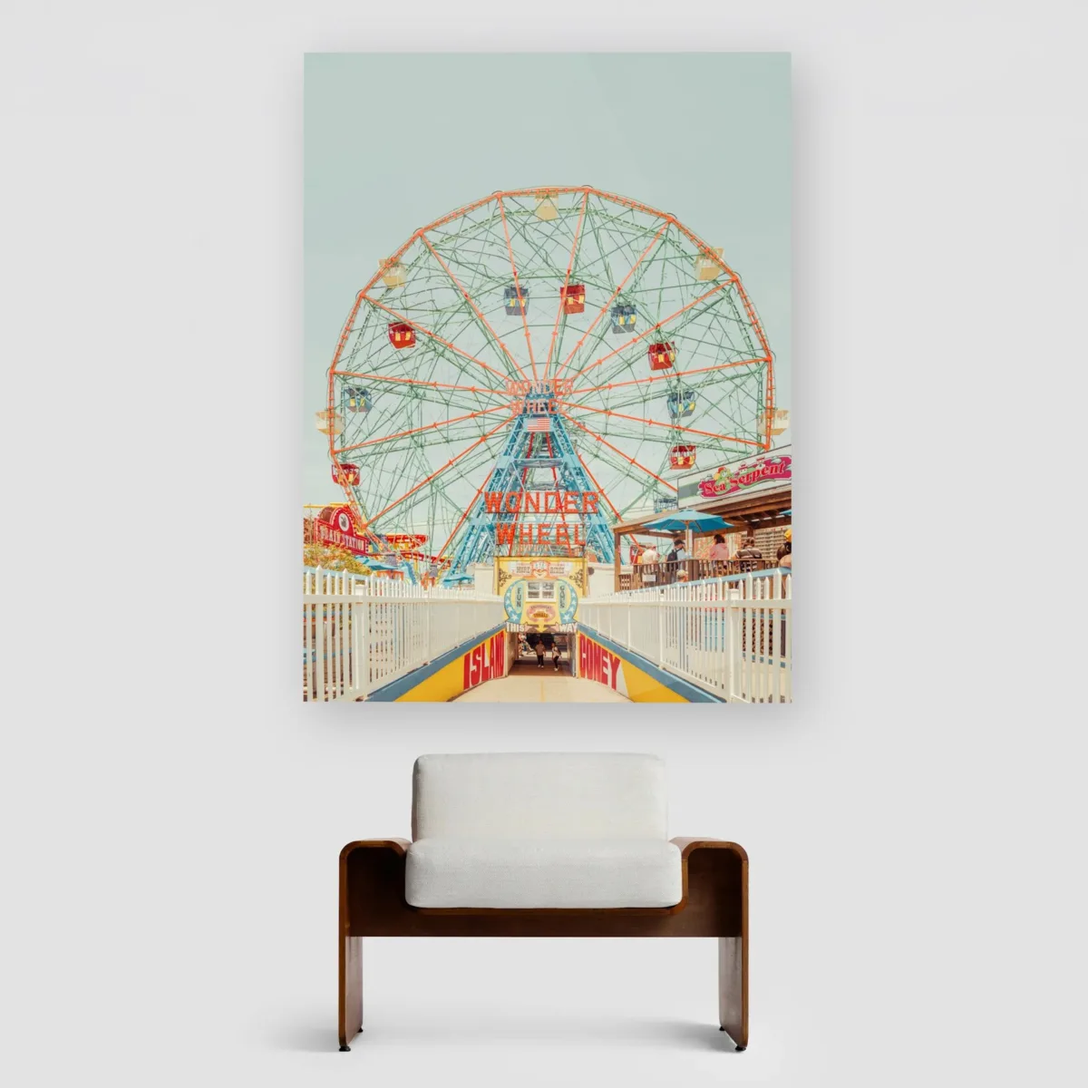 The Wonder Wheel at Coney Island, Brooklyn, fine art print shown in an interior